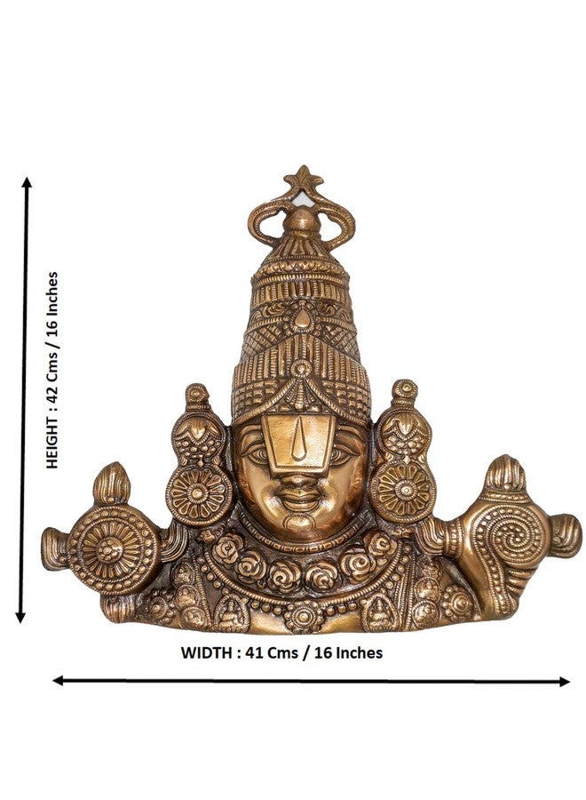 TSR Garden Store Lord Venkateswara Wall Hanging Idol - 16 Inch Metal Balaji Face Decor for Entrance, Pooja Room & Gifting - Antique Copper Finish by TSR Home Decors - Image 2
