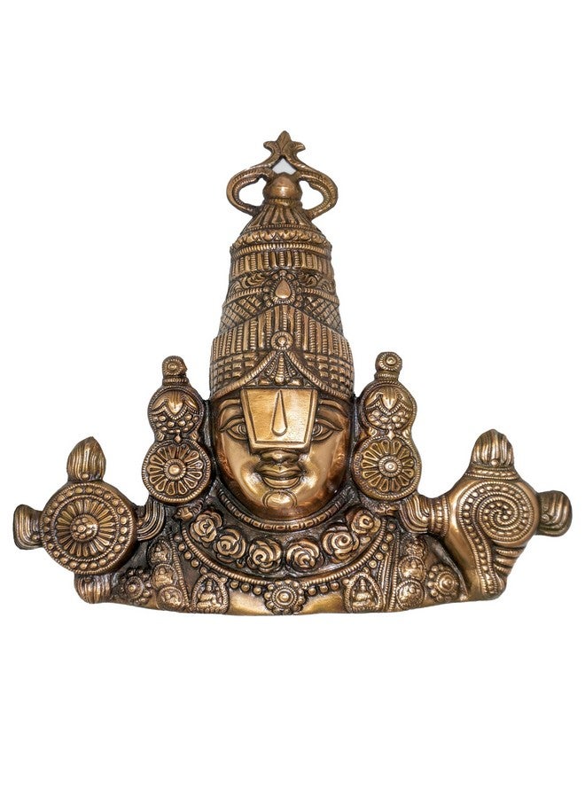 TSR Garden Store Lord Venkateswara Wall Hanging Idol - 16 Inch Metal Balaji Face Decor for Entrance, Pooja Room & Gifting - Antique Copper Finish by TSR Home Decors - Image 1