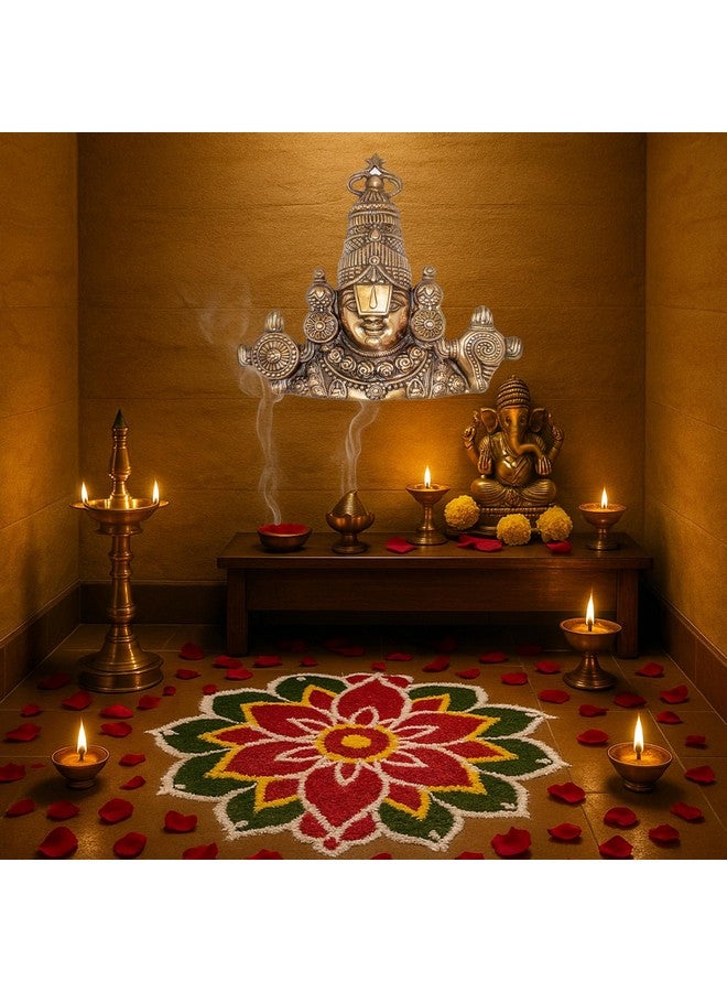 TSR Garden Store Lord Venkateswara Wall Hanging Idol - 16 Inch Metal Balaji Face Decor for Entrance, Pooja Room & Gifting - Antique Copper Finish by TSR Home Decors - Image 5