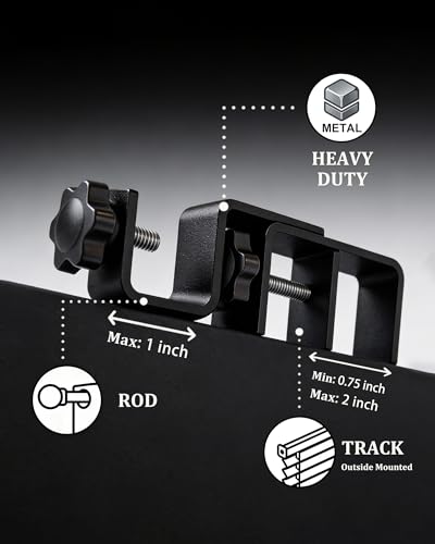 Mimiio No Drill Curtain Rod Brackets for Outside-Mount Blinds, Tool-Free Over-Blind Curtain Rod Holders, Fits 1-2" Rectangular Headrails, No Wall Damage, Renter Friendly Window Hardware, 3 Pack, Black - Image 5