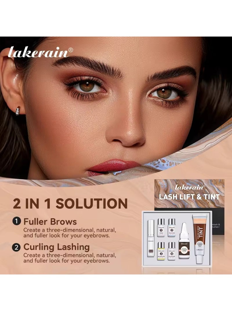 lakerain - Lash Lift and Tint Dye Kit Eyelash and Eyebrow Tint Dye Color Kit Professional Eyelash Lifting Kit for Home and Salon Use Lash Lifting Kit with Tools Eyebrow Tint Dye Kit Eyebrow Lash Color Kit Black - Image 1