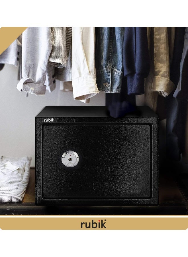 Rubik A4 Document Size Key Operated Safe Box Protects Money Cash Jewelry Passports for Home Office 25K (Size 25x35x25cm) Black - Image 2