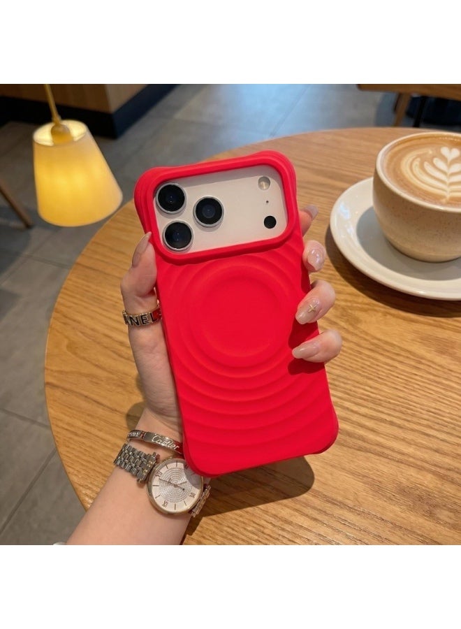 Soft Silicone Case with MagSafe for iPhone 15 Pro, Dark Red - Image 3