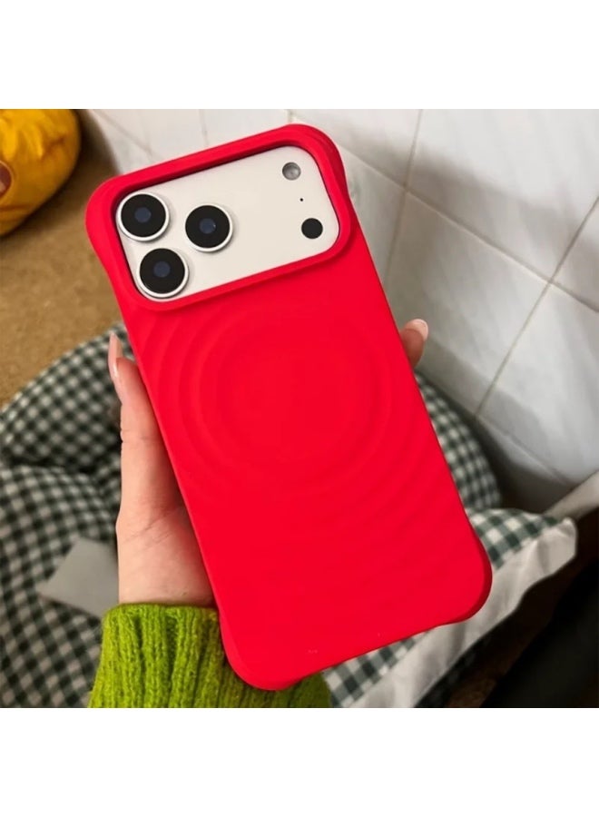 Soft Silicone Case with MagSafe for iPhone 15 Pro, Dark Red - Image 1