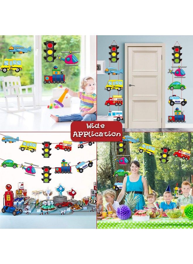 TICIAGA 10Pcs Transportation Cardboard Cut Out For Outdoor Porch Sign Door Banner Transportation Theme Birthday Party Banner Car Theme Hanging Party Decoration Kit Mix Of Car Plane Traffic Light - Image 3