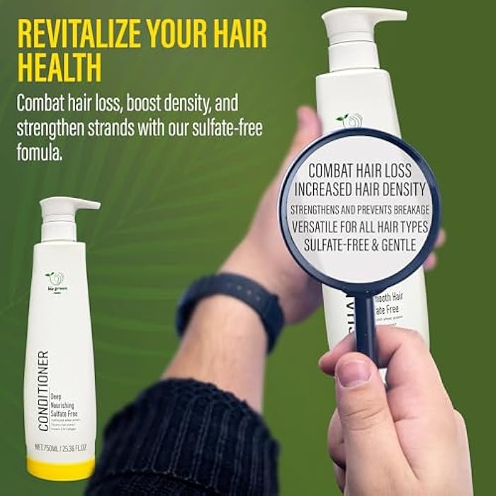 BIOGREEN ROOTS Shampoo & Conditioner - Sulfate-Free Hair Care with Hydrolyzed Wheat Protein, Coconut Fruit Extract, Vitamin E & Collagen - Deep Nourishing Duo for All Hair Types -(2 bottles x 750 ml) - Image 3