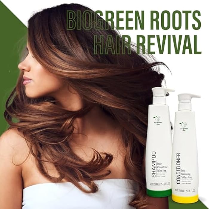 BIOGREEN ROOTS Shampoo & Conditioner - Sulfate-Free Hair Care with Hydrolyzed Wheat Protein, Coconut Fruit Extract, Vitamin E & Collagen - Deep Nourishing Duo for All Hair Types -(2 bottles x 750 ml) - Image 5