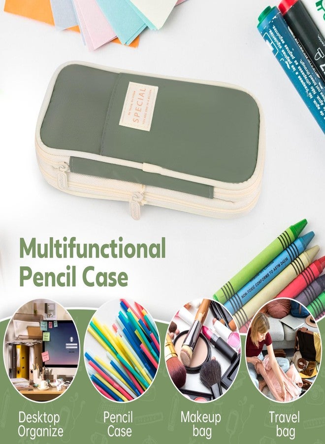 PUPTILY Pencil Case, Large Capacity Aesthetic Pencil Cases with Durable Zipper, Big Stationery Pencil Pouch for Women & Men, Adults Portable Storage Organizer Bag for College, office, Travel (Green) - Image 5