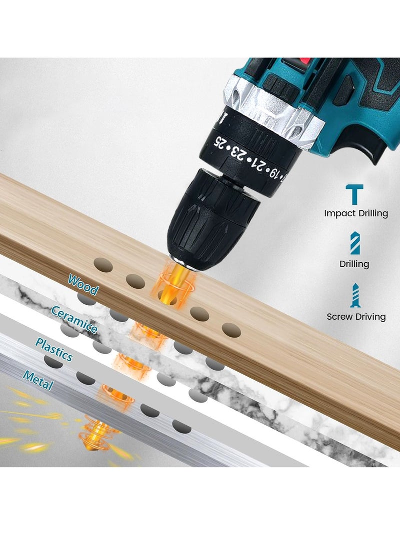 DEFAONS 48V Cordless Drill Machine ID331D 700W Power Tool with 10mm Chuck, 32Nm Torque, Dual Speed 0-450/1650RPM, Li-ion Battery, Screwdriver Drill Set for Wood Metal Wall Concrete DIY Professional Home Tool Kit Set Case - Image 3