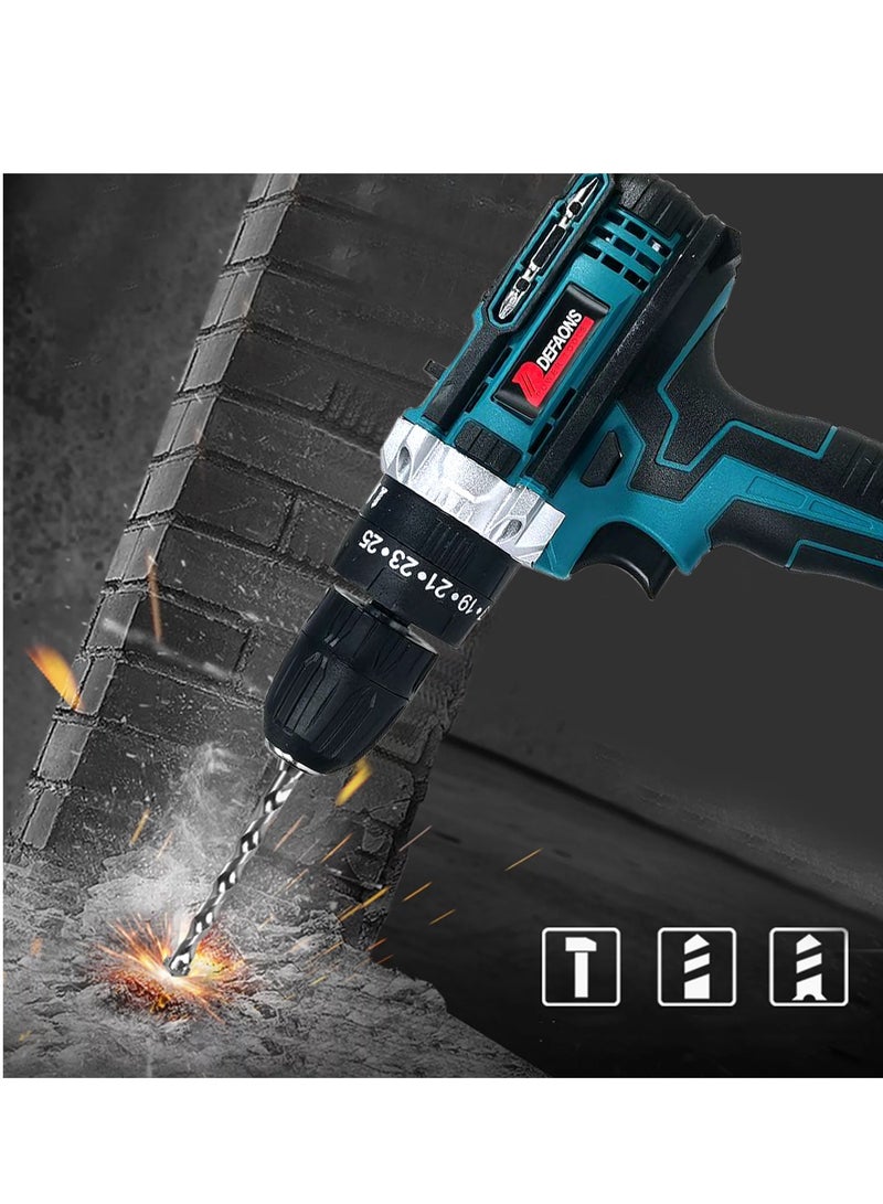 DEFAONS 48V Cordless Drill Machine ID331D 700W Power Tool with 10mm Chuck, 32Nm Torque, Dual Speed 0-450/1650RPM, Li-ion Battery, Screwdriver Drill Set for Wood Metal Wall Concrete DIY Professional Home Tool Kit Set Case - Image 4