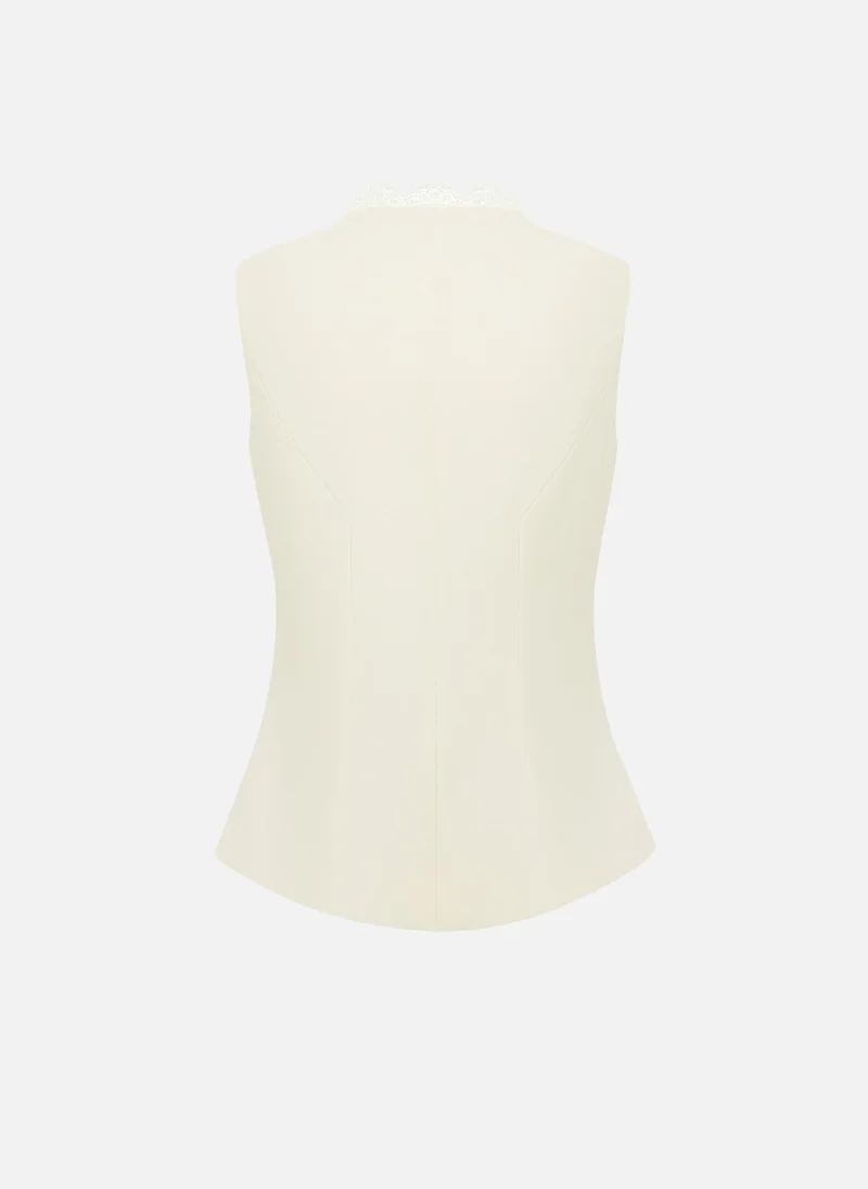 Lichi  Waistcoat in suiting fabric with lace decor for Women | Best Price UAE