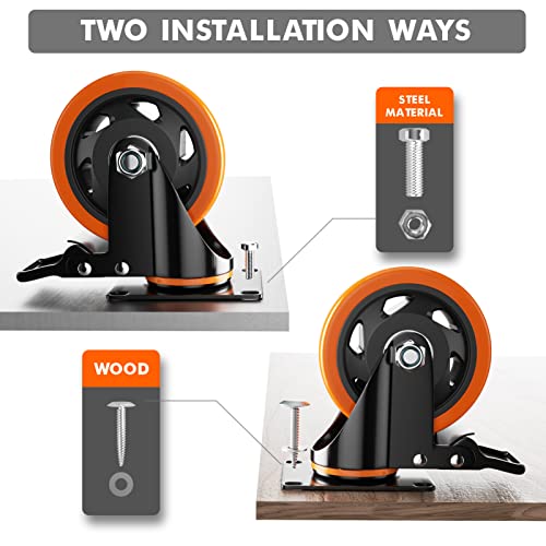 YUPEZOP 3 Inch Swivel Caster Wheels (4 Pack, Metal, Swivel Type, Multi-Surface) - Image 5