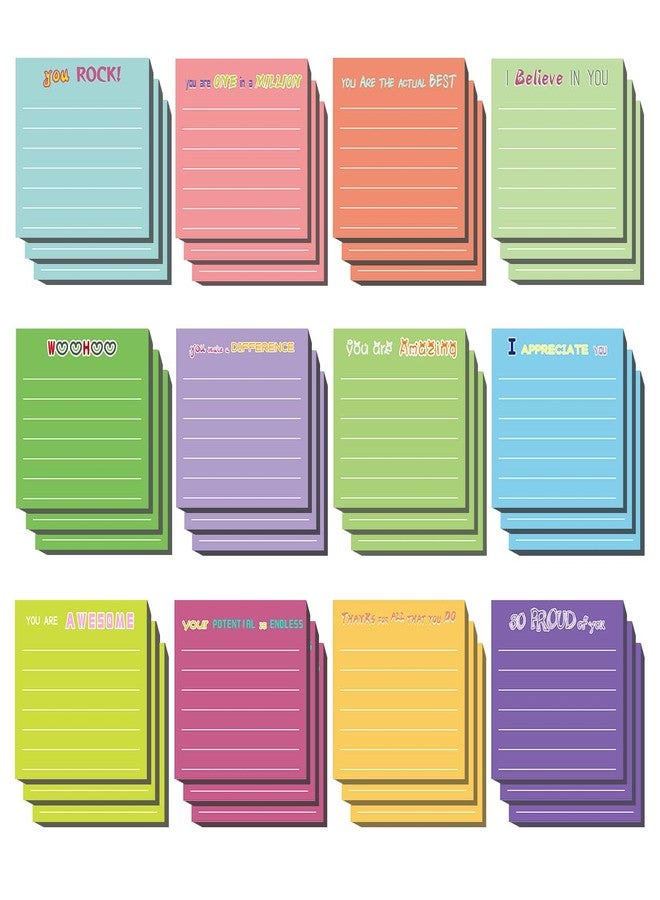 BHHQHH 36 Pcs Employee Appreciation Sticky Notes with Lines Cute Motivational Sticky Note Pads Inspirational Post Notes Gifts for Teacher Nurse Coworkers Office Supplies (3 x 3) - Image 1