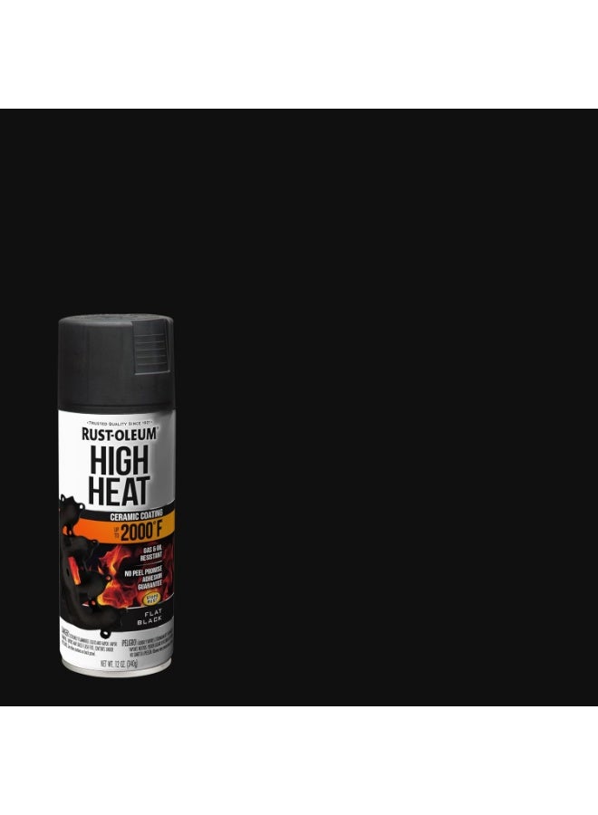 RUST-OLEUM High Heat Spray Paint, Flat Black Ceramic Coating, 12 oz / 340g, Heat Resistant up to 2000°F, Gas & Oil Resistant, Anti-Rust Aerosol Paint for BBQ Grill, Exhaust, Stove & Metal Surfaces, Gas & Oil Resistant-248903 - Image 2