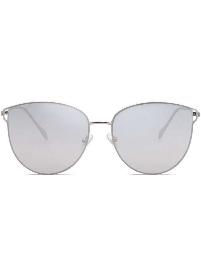 Sojos Mirrored Flat Lens Fashion Sunglasses For Women Sj1085 With Silver Framegradient Silver Mirrored Lens  - Image 1