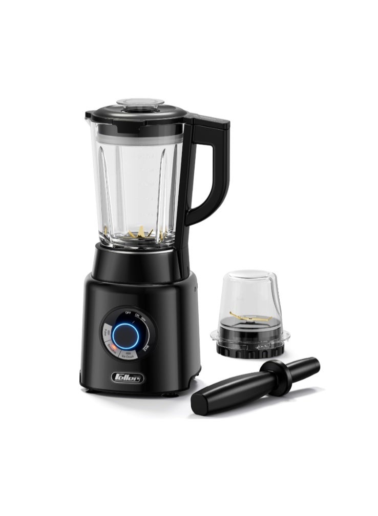 Feller Germany, 1200W Blender + Grinder Mill, 1.7L Glass Jar, Ice Crush/Smoothie/Pulse Modes, Variable Speed, 6-Fin Blade, Safety Lock, 2Y Guarantee BLG1200 UAE Stainless Steel - Image 1