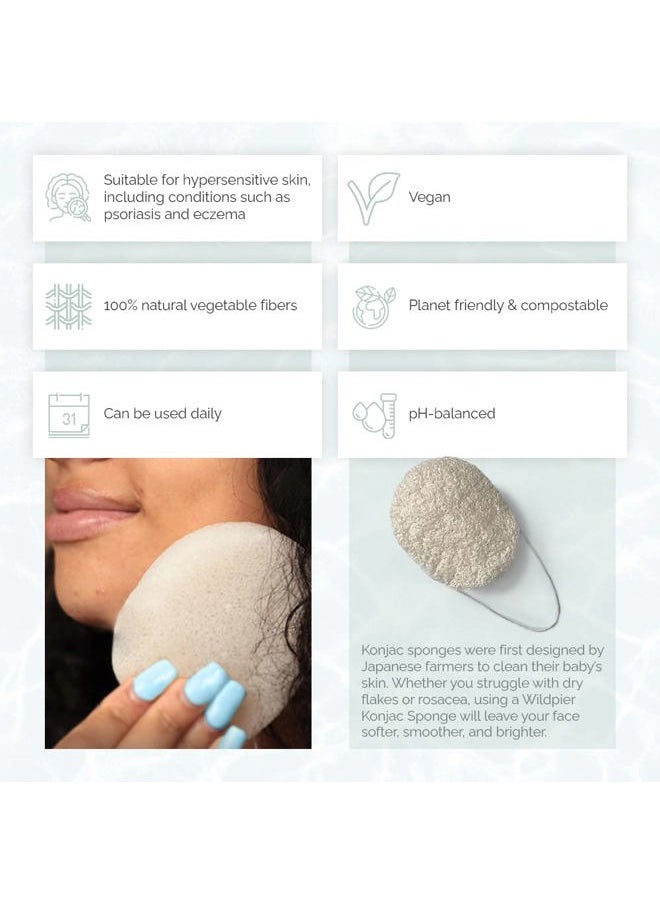 Wildpier - Beauty Konjac Sponge, Natural Luxury Facial Exfoliator, Face Scrubber, Makeup Remover, Plant Based Gentle Cleansing for Sensitive Skin, Removes Dead Skin Cells, White - Image 1