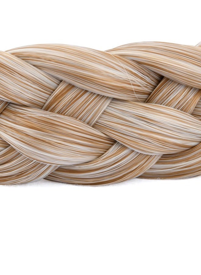 BOBIYA Wide Chunky Plaited Braided Headband Hair Band Synthetic Braid Hairpieces with Teeth Piano Two Tone Colors Accessories for Women Girl (5-Sandy Blonde) - Image 4