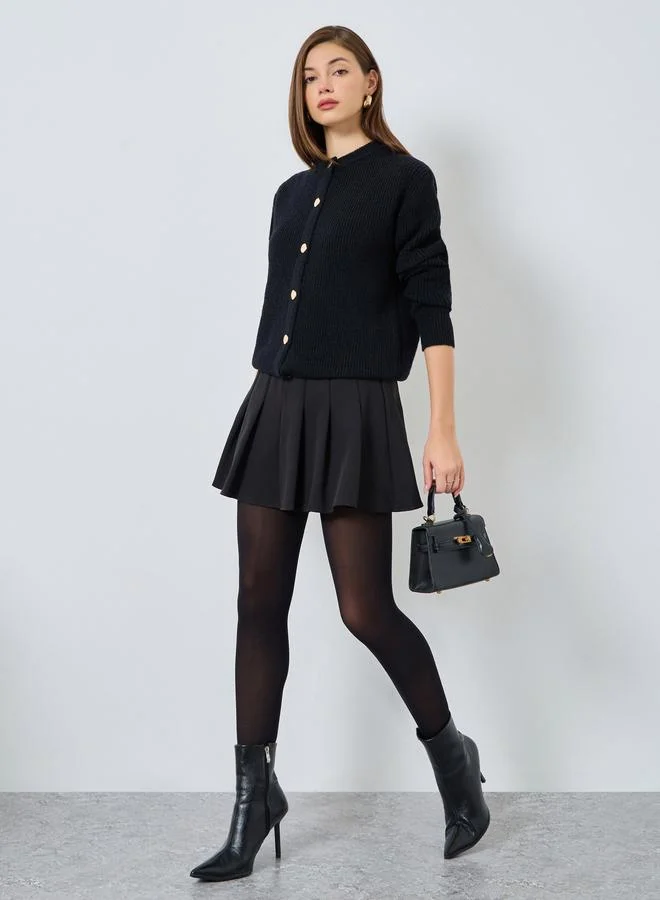 ستايلي سويتر كارديجان بقصة عادية وأزرار غلق