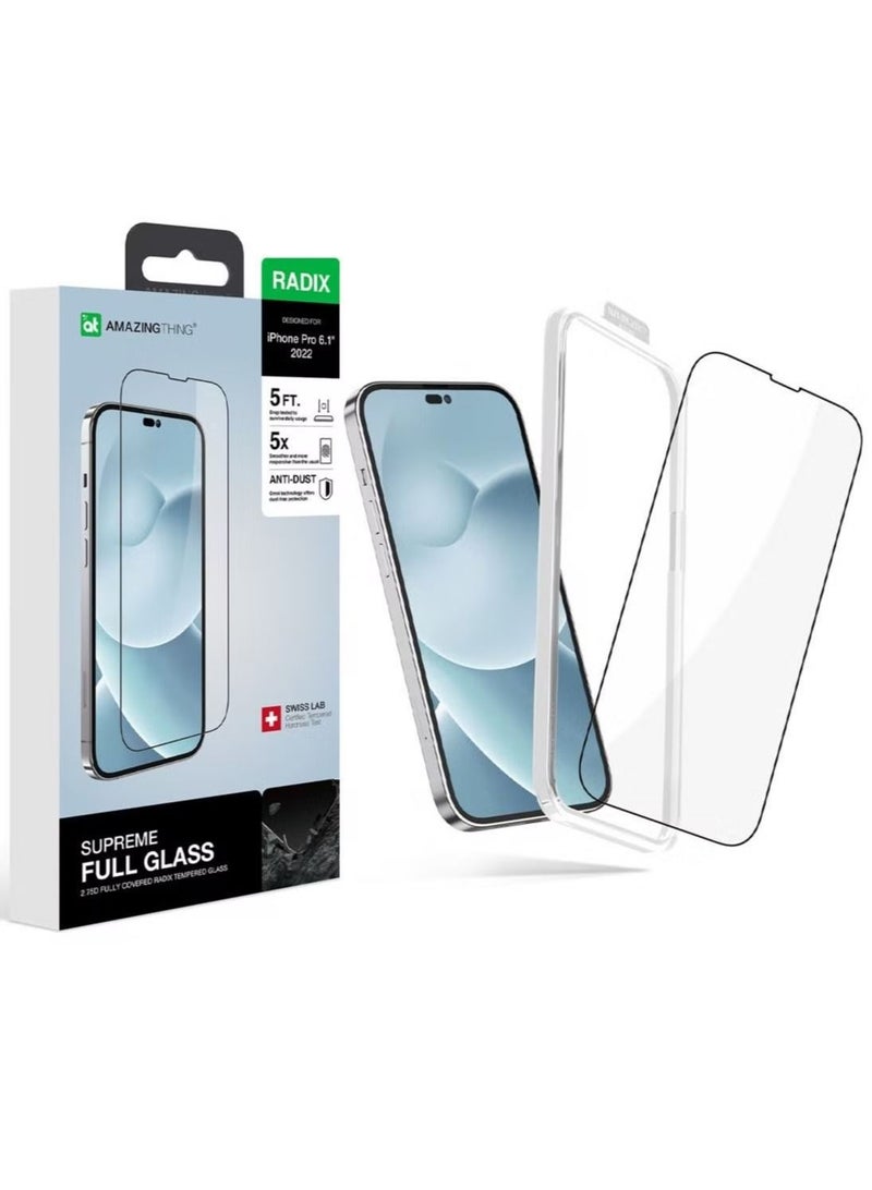 IAF Tempered Glass Screen Protector for iPhone 14 Pro (6.1 inch) With Dust Free Omni Technology and Easy Install Tray - Full Cover