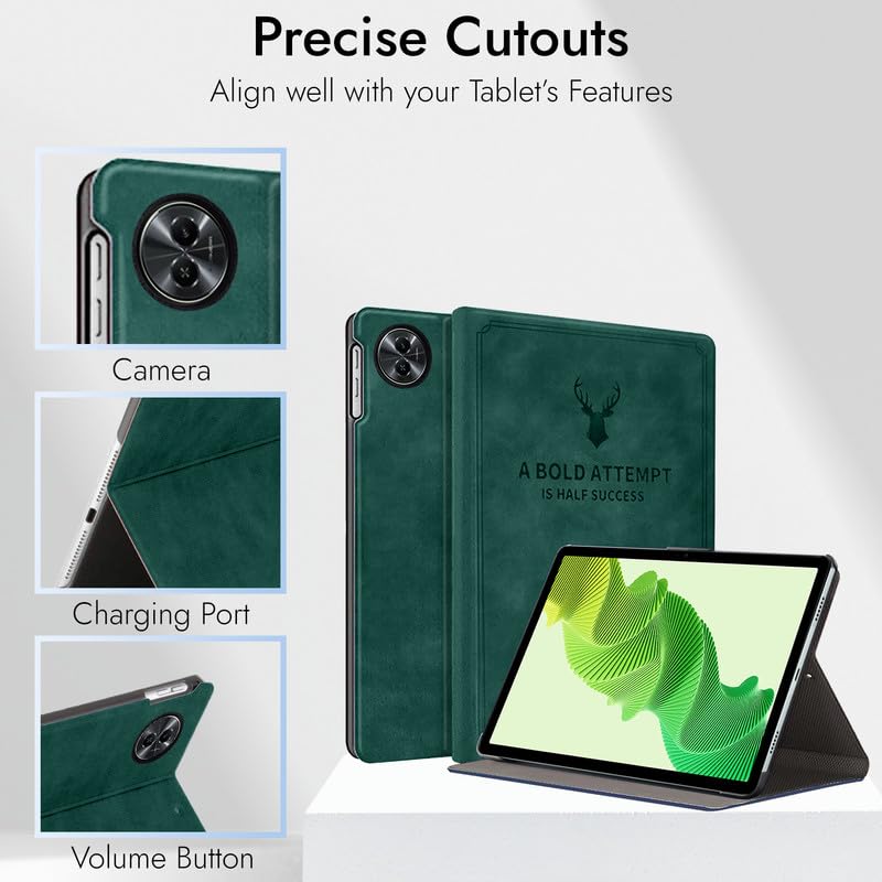 Robustrion Cover for Realme Pad 2 Cover Case 11.5 inch, Deer Pattern Flip Back Case for Realme Pad 2 Tablet Cover - Dark Green - Image 5