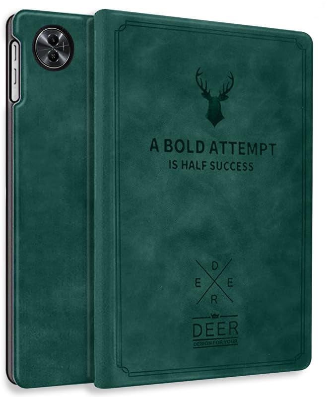 Robustrion Cover for Realme Pad 2 Cover Case 11.5 inch, Deer Pattern Flip Back Case for Realme Pad 2 Tablet Cover - Dark Green - Image 1