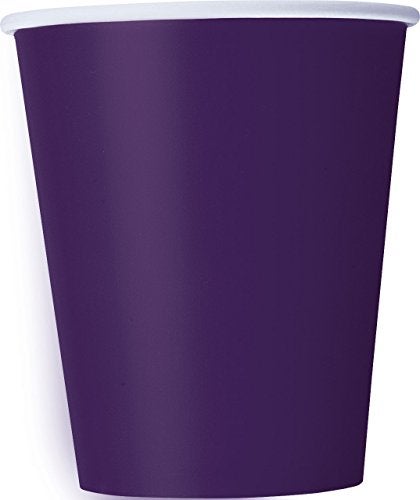 Unique Party Deep Purple Solid Paper Cups - 9 oz (Pack Of 8) - Disposable Drinkware - Perfect For Parties, Events & Gatherings - Image 1