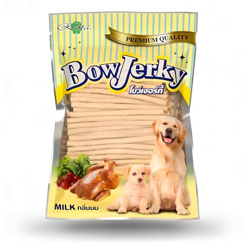 Bow Jerky Premium Chicken & Milk Dog Treats 800gm High Protein Dog Treats for Training & Reward Healthy Dog Snacks Nutrient Rich Jerky Sticks for Puppies Adults Senior Dogs All Breeds - Image 1