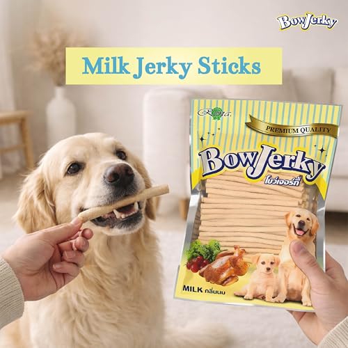 Bow Jerky Premium Chicken & Milk Dog Treats 800gm High Protein Dog Treats for Training & Reward Healthy Dog Snacks Nutrient Rich Jerky Sticks for Puppies Adults Senior Dogs All Breeds - Image 2