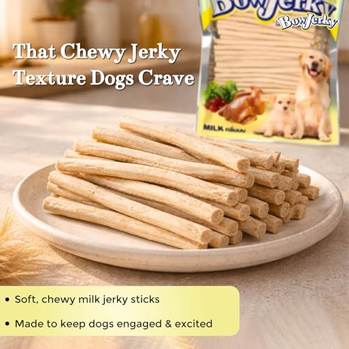 Bow Jerky Premium Chicken & Milk Dog Treats 800gm High Protein Dog Treats for Training & Reward Healthy Dog Snacks Nutrient Rich Jerky Sticks for Puppies Adults Senior Dogs All Breeds - Image 3