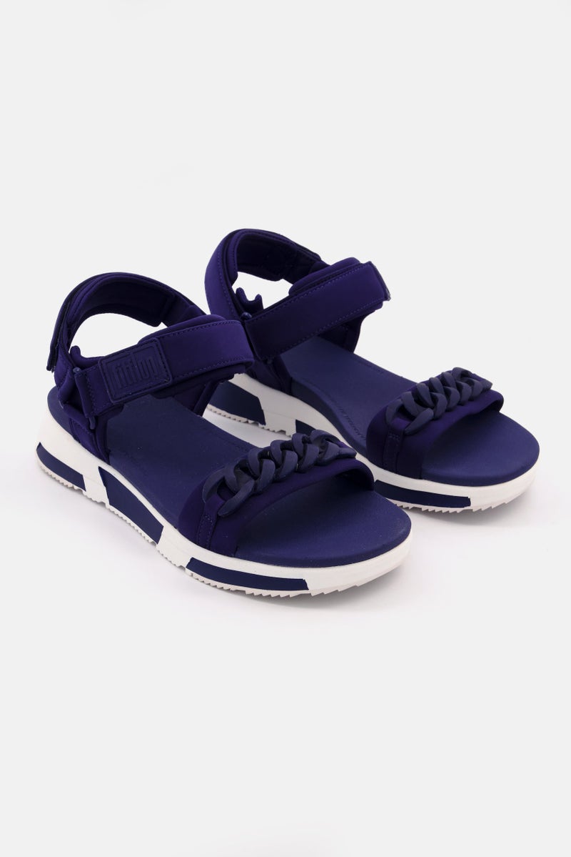 FitFlop Women Heda Chain Back Strap Sandals, Navy/White - Image 1