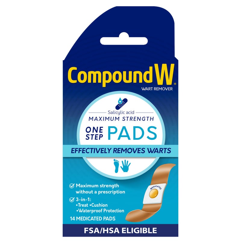 Compound W Wart Remover Maximum Strength One Step Pads, 14 Medicated Pads - Image 1
