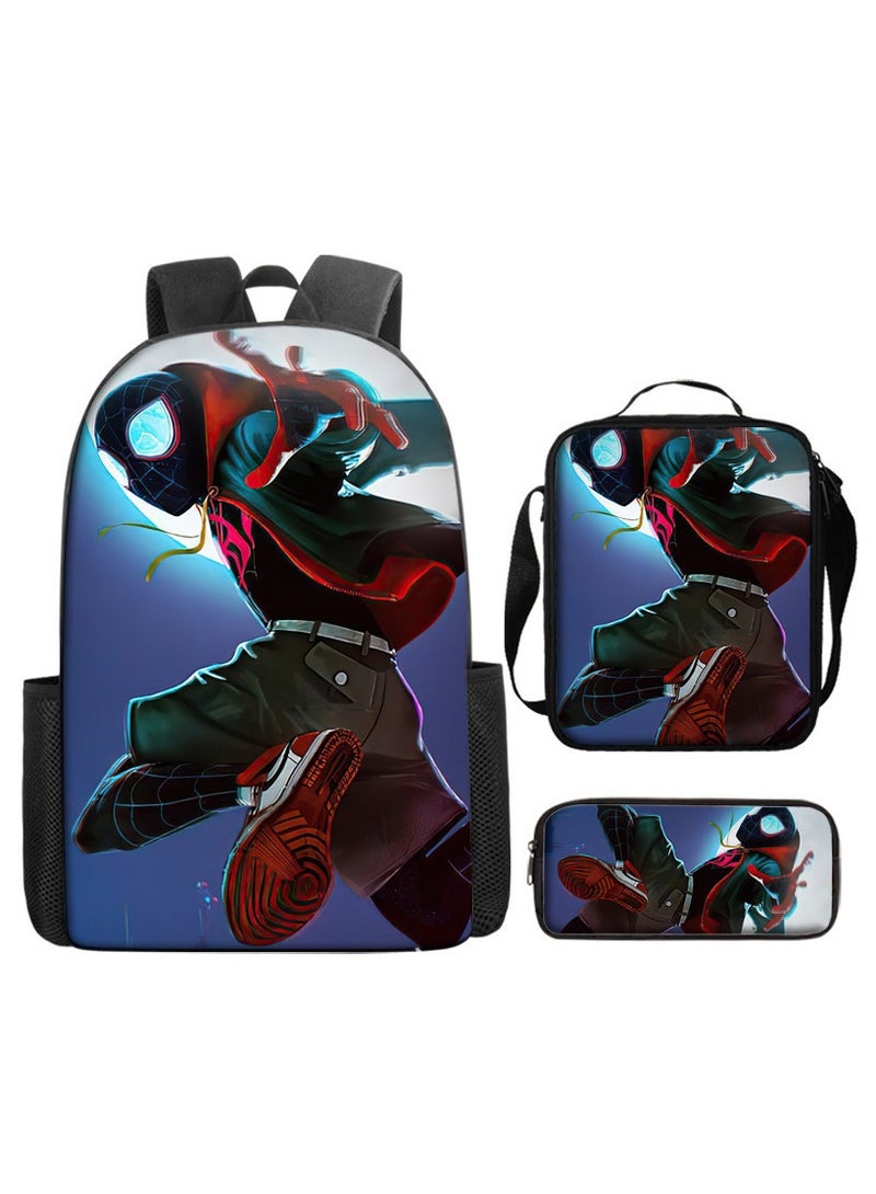 Naruto Spiderman Hero Cartoon Backpack Three-Piece Set 29*42*16cm