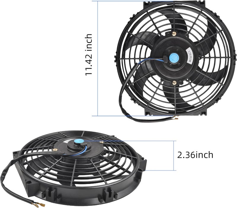 GESEXI 10" Electric Radiator Cooling Fan Assembly Kit, Universal High Performance 12V 80W Motor with Fan Mounting Kit - Black (2 Pack) - Image 4