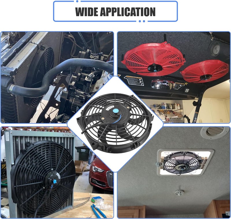 GESEXI 10" Electric Radiator Cooling Fan Assembly Kit, Universal High Performance 12V 80W Motor with Fan Mounting Kit - Black (2 Pack) - Image 5