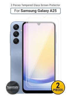 2 Pieces Samsung Galaxy A25 Tempered Glass Screen Protector – High Transparency, Delicate Touch, Anti-Explosion, Smooth Arc Edges, Easy Installation, Screen Protector for Samsung Galaxy A25