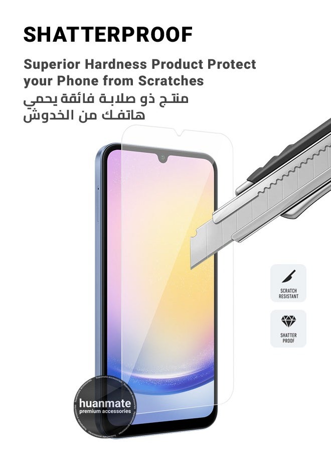 huanmate - 2 Pieces Samsung Galaxy A25 Tempered Glass Screen Protector – High Transparency, Delicate Touch, Anti-Explosion, Smooth Arc Edges, Easy Installation, Screen Protector for Samsung Galaxy A25 - Image 1