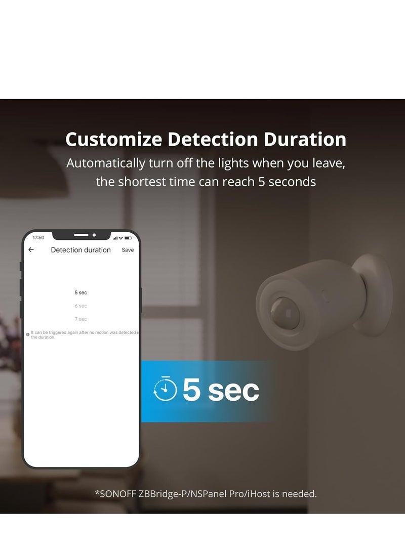 SONOFF SONOFF SNZB-03P ZigBee Motion Sensor (Updated Version), Wireless Motion Detector Get Alerts or Trigger Lights, SONOFF Zigbee Bridge Required, Batteries Included, Works with Alexa & Google Home  - Image 4