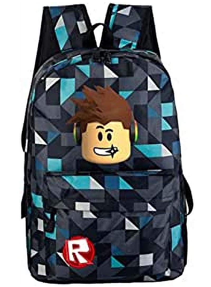 Dubkart Kids Fashion Plaid Cartoon Pattern Oxford Backpack