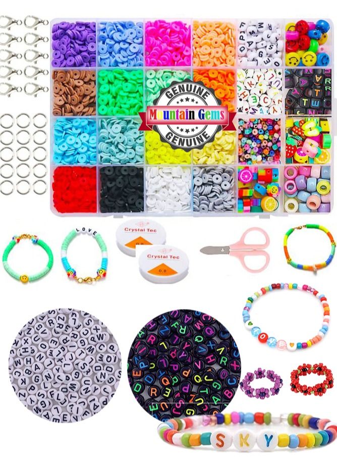 Mountain Gems 6mm Flat Beads Kit for Bracelets Necklace Jewelry Making DIY Craft Kit - Image 1