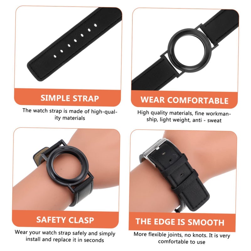 Black Adjustable Vintage Leather Wristband Strap Protective Case Secure Anti Loss Design For Kids And Adults - Image 5