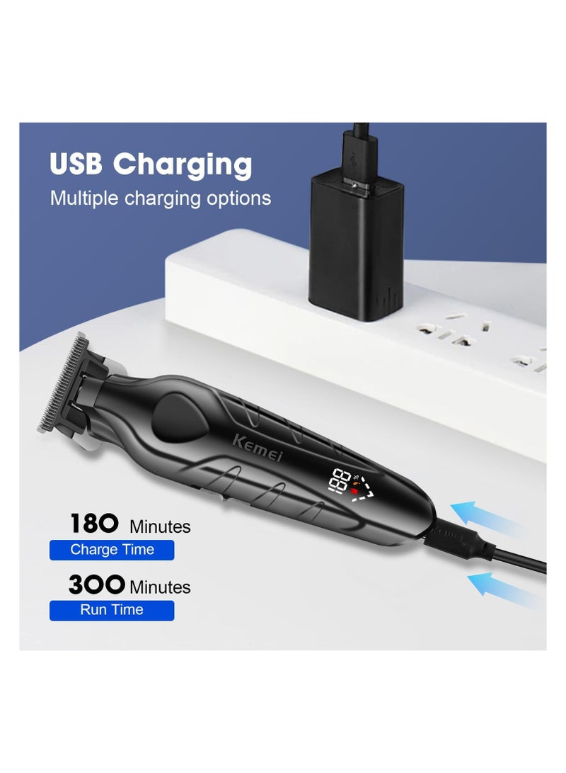 Kemei Professional Cordless Men's Beard Trimmer Barber Hair Clipper T-Blade Haircut Machine with LED Display, KM-2269 - Image 5