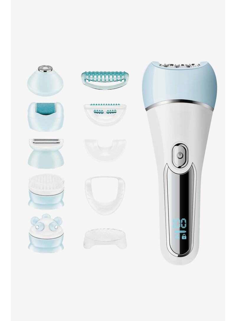 Epilator for Women, 6 in 1 Hair Removal Epilator, Shaver, Face Razor, Facial Brush, Face Massage and Body Exfoliator,IPX7 Waterproof Rechargeable Hair Removal for Women, 2 Speeds - Image 1