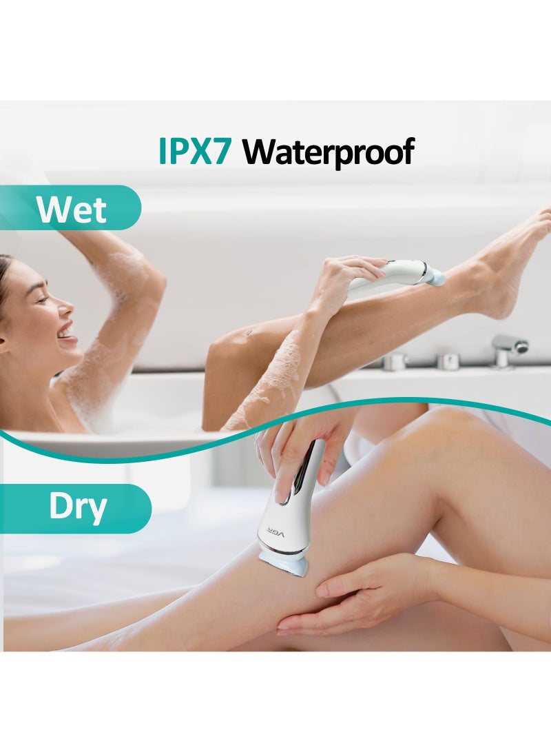Epilator for Women, 6 in 1 Hair Removal Epilator, Shaver, Face Razor, Facial Brush, Face Massage and Body Exfoliator,IPX7 Waterproof Rechargeable Hair Removal for Women, 2 Speeds - Image 3