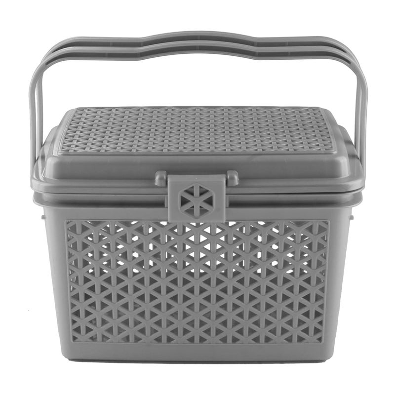 Kuber Industries Kuber Industries Plastic Multipurpose Trendy Shopping Big Basket with Lid (Grey)-HS_38_KUBMART21161 (Model: HS_38_KUBMART021161)  - Image 1