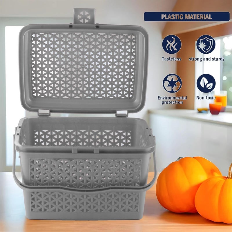 Kuber Industries Kuber Industries Plastic Multipurpose Trendy Shopping Big Basket with Lid (Grey)-HS_38_KUBMART21161 (Model: HS_38_KUBMART021161)  - Image 4