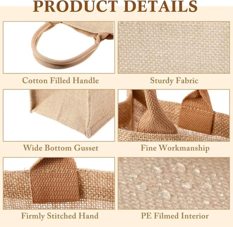 Reusable Wedding Gift Bags 33x24x12cm Personalizable Blank Jute - Durable Waterproof Eco-Friendly Wedding Favor Bags for Wedding Parties, Bachelorette Events And Beach Celebrations - Image 4
