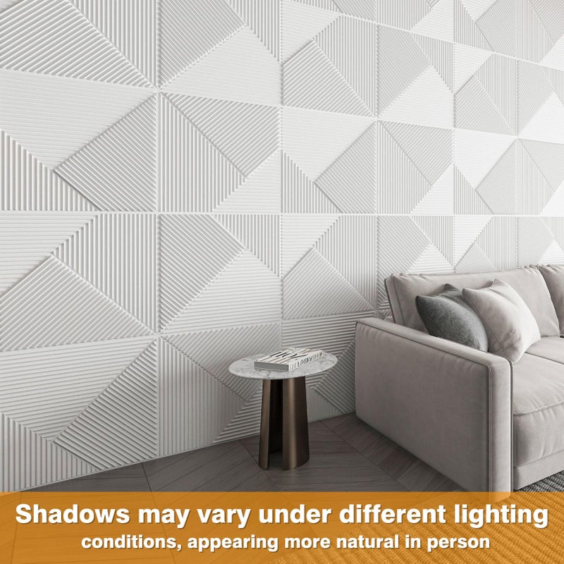 WOWSTAR 12-Pack 3D Wall Panels 19.7" x 19.7", White Slat Wall Panels for Interior Wall Decor, Modern Wall Covering for Living Room, Bedroom & Office - Image 3