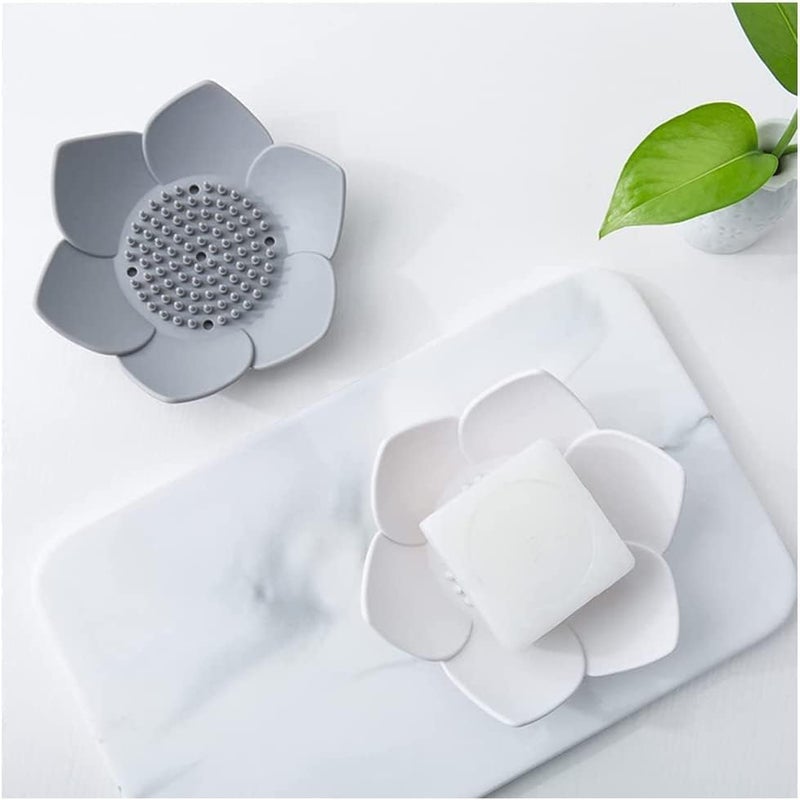 GLOWICK GLOWICK Lotus Flower Petal Shape Silicone Unbreakable Soap Saver Soap Dish Holder with Drain Holes Soap Case for Bathroom Kitchen (1Pcs)  - Image 2