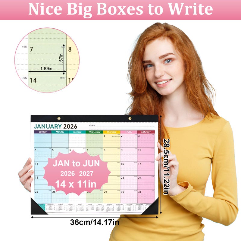 PEASUG Desk Calendar 2026-2027, 14" X 11" Desktop Calendar 2026-2027, 18 Months Calander Runs from Jan. 2026 to Jun. 2027, Academic Monthly Planner for Home School Office (Colorful) - Image 2